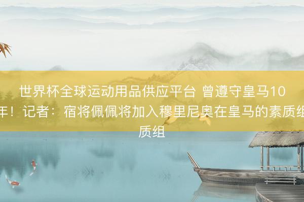 世界杯全球運(yùn)動用品供應(yīng)平臺 曾遵守皇馬10年!記者:宿將佩佩將加入穆里尼奧在皇馬的素質(zhì)組